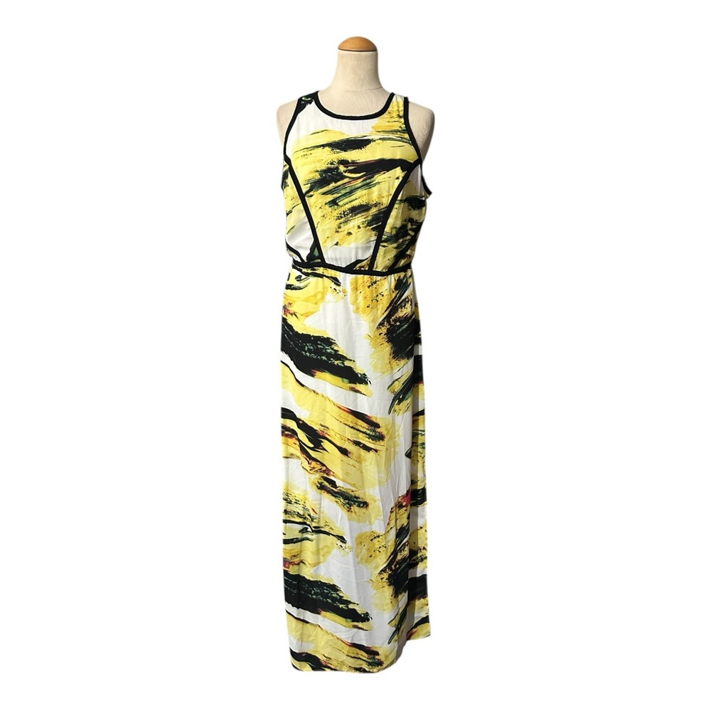 Bar III Yellow Paint Stroke Maxi Dress Medium - Picture 2 of 6